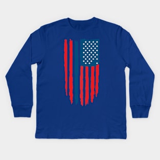 distressed usa flag blue line Kids Long Sleeve T-Shirt